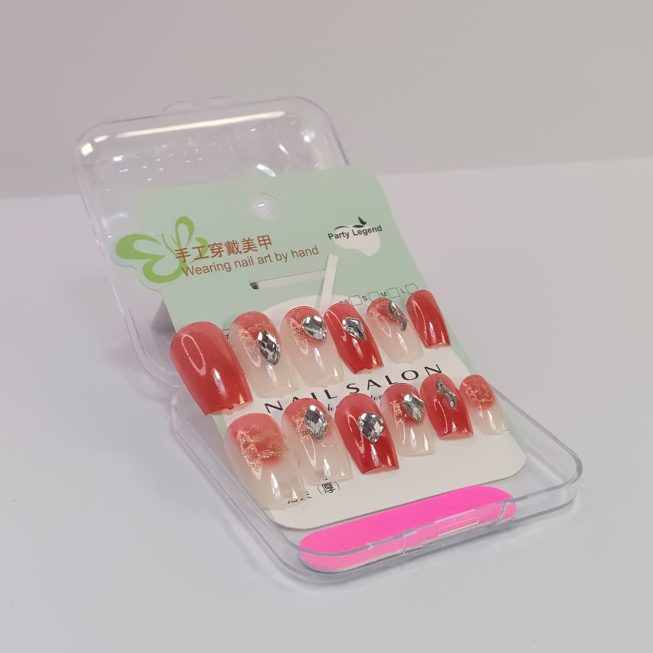 Luxury Press-On Nails Set with Rhinestone & Glitter Design β Reusable Nail Art