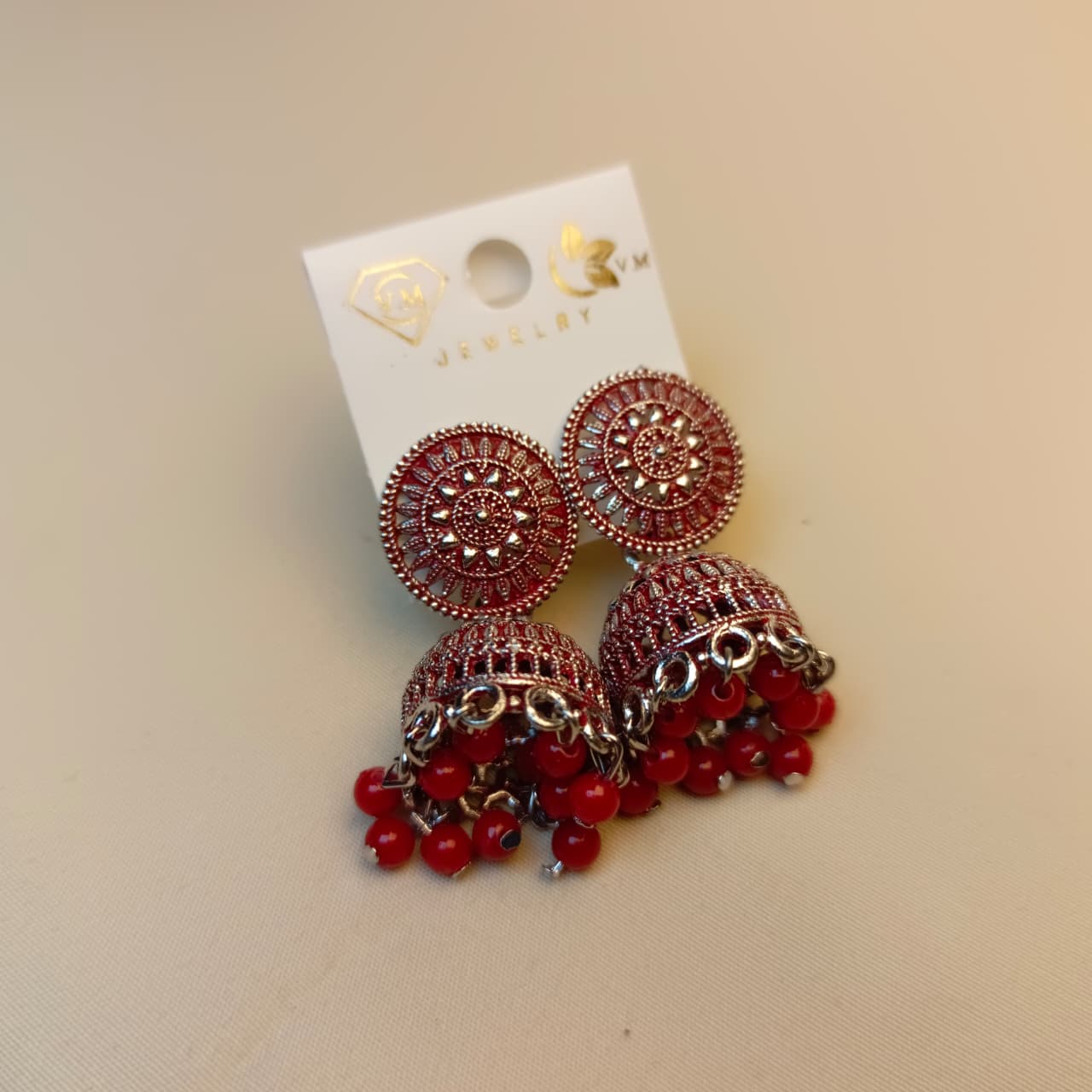 Traditional Oxidized Jhumka Earrings with Beads – Multiple Colors