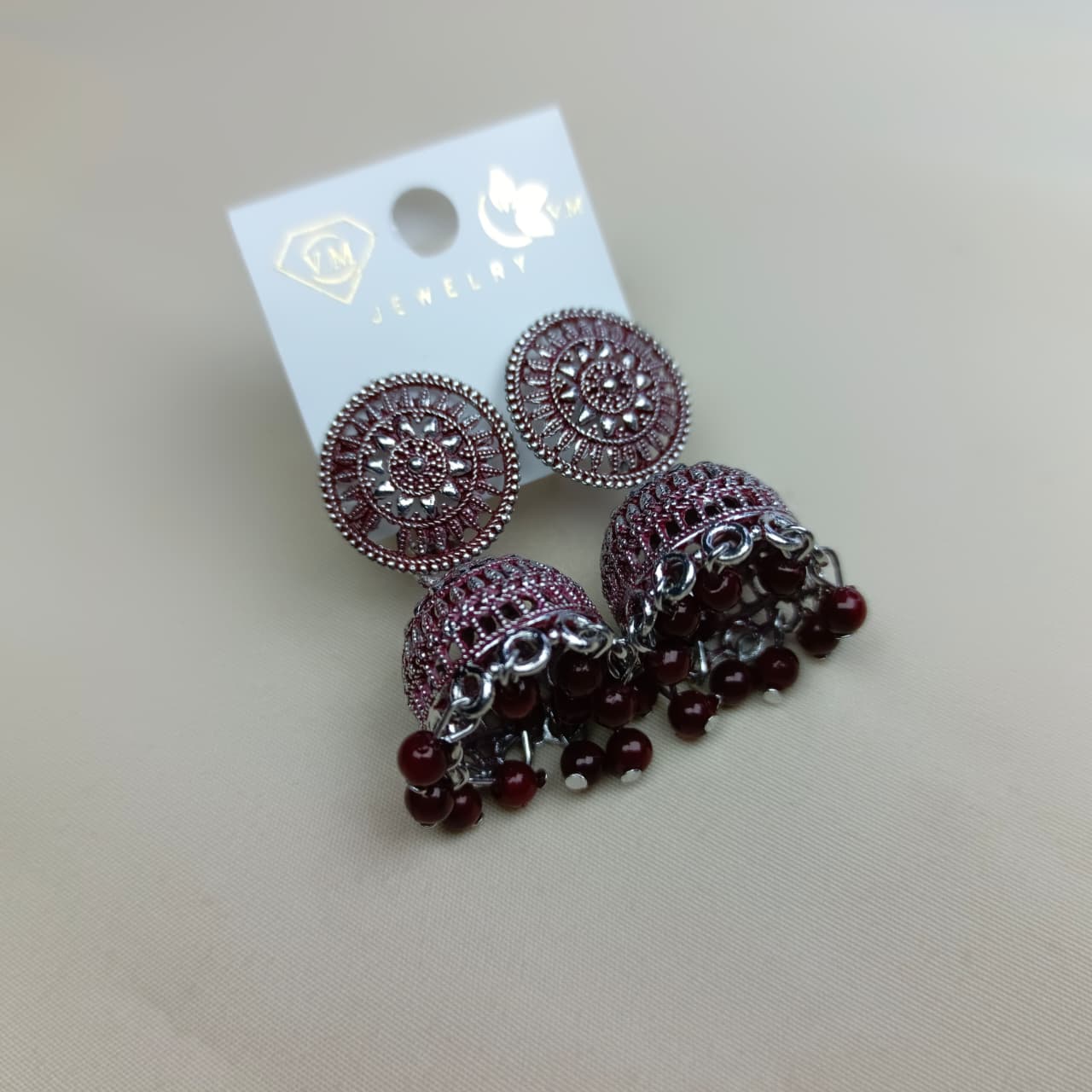 Traditional Oxidized Jhumka Earrings with Beads – Multiple Colors