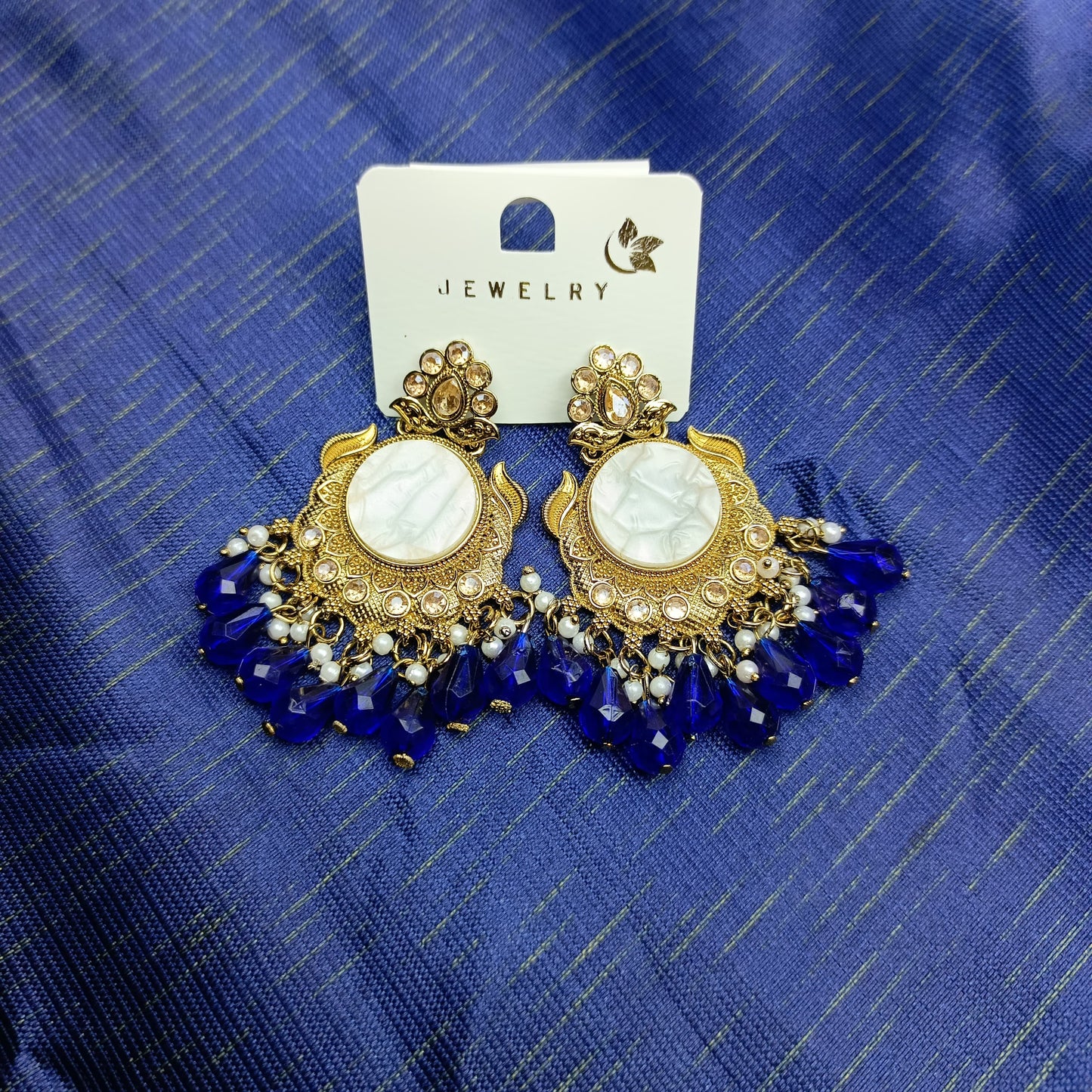 Traditional Kundan Chandbali Earrings with Beads – Multiple Colors