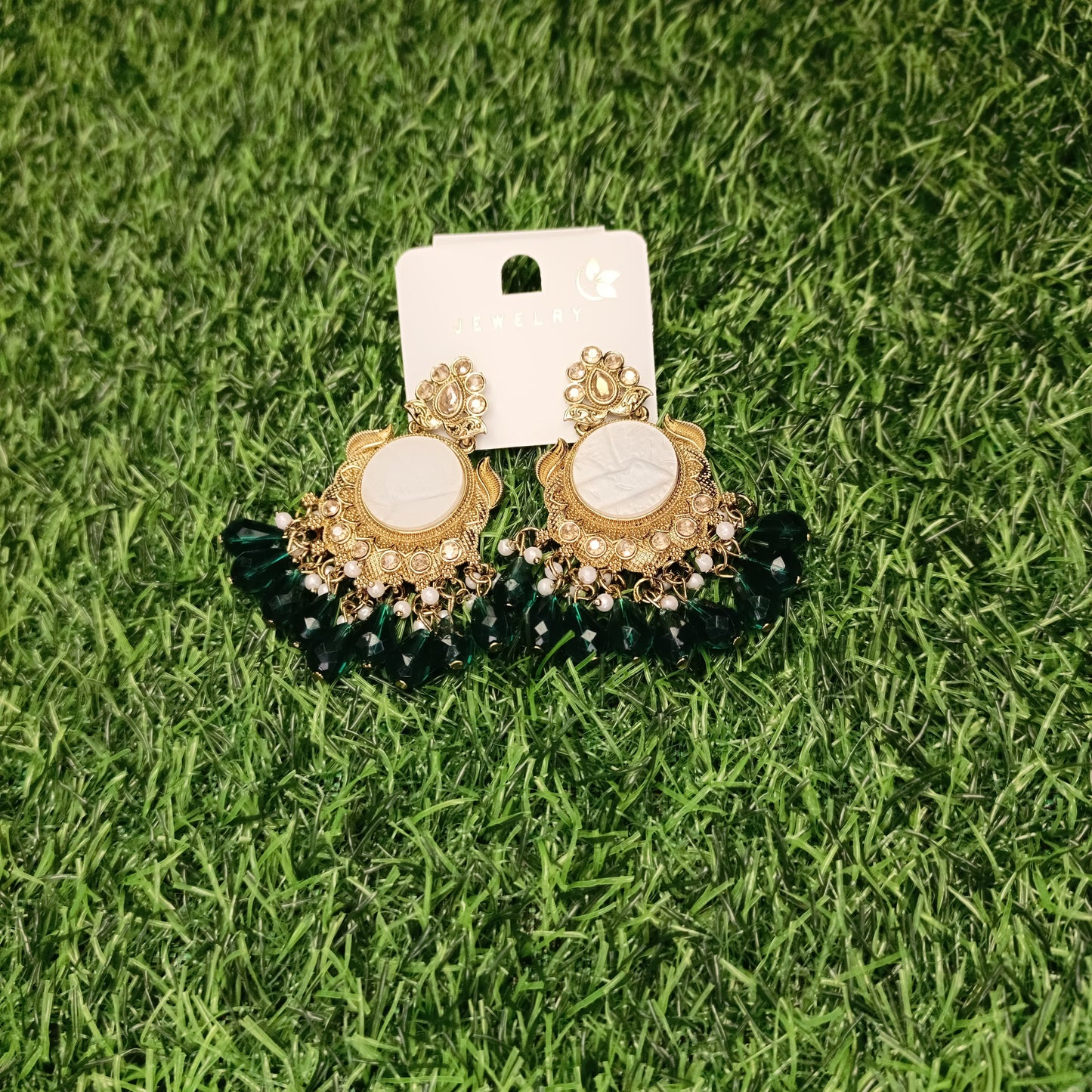 Traditional Kundan Chandbali Earrings with Beads – Multiple Colors