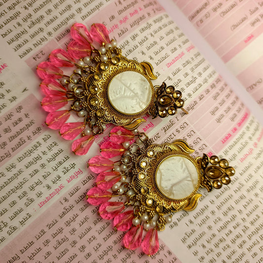 Traditional Kundan Chandbali Earrings with Beads – Multiple Colors