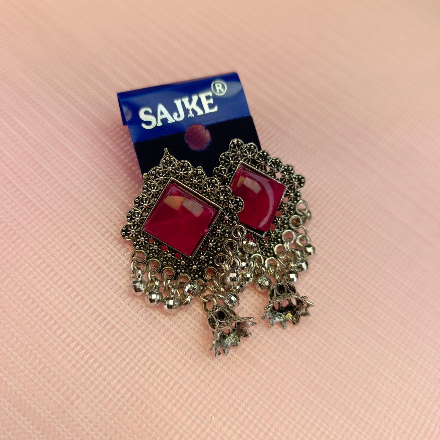 Traditional Square Stone Drop Jhumka Earrings for Women & Girls – Multiple Colors