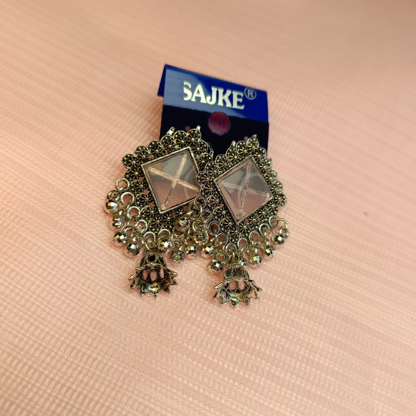 Traditional Square Stone Drop Jhumka Earrings for Women & Girls – Multiple Colors