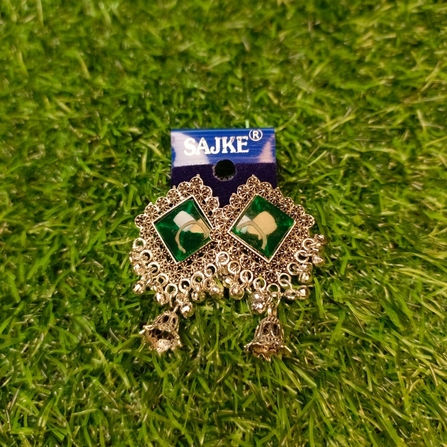 Traditional Square Stone Drop Jhumka Earrings for Women & Girls – Multiple Colors