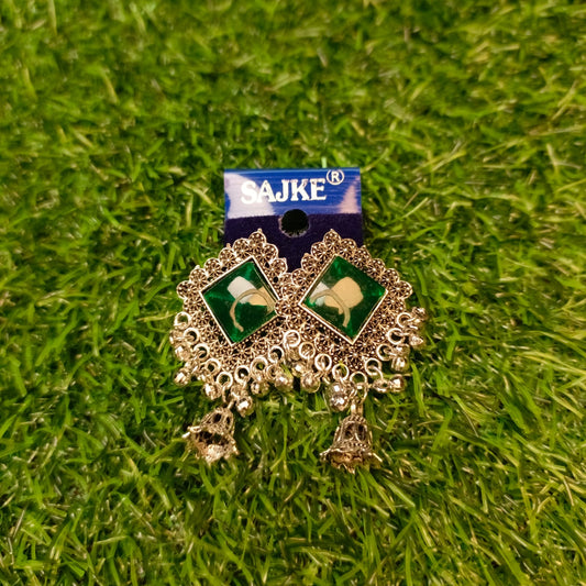 Traditional Square Stone Drop Jhumka Earrings for Women & Girls – Multiple Colors