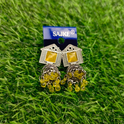 Antique Oxidized Jhumka Earrings with Beads – Multiple Colours