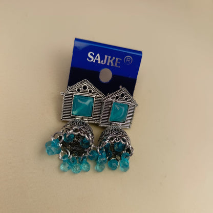 Antique Oxidized Jhumka Earrings with Beads – Multiple Colours