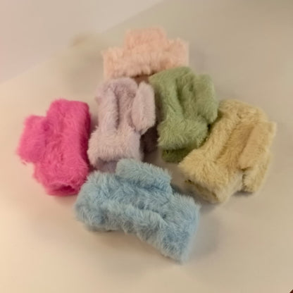 “Cute Furry Hair Accessories – Trendy Soft Hair Clips”