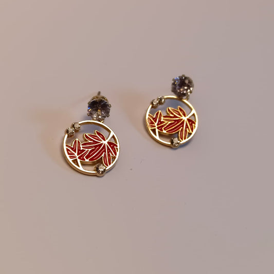 Elegant Leaf Design Crystal Stud Earrings – Multiple Colors