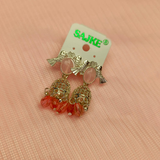 Elegant Bird Design Stone Drop Jhumka Earrings for Women & Girls – Multiple Colors